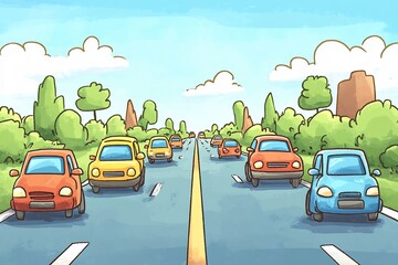 small cars on clear road