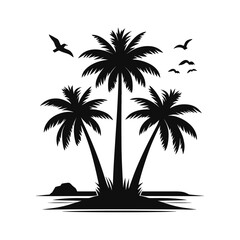 Obraz premium silhouette of three palm trees set on white background