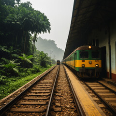 Naklejka premium train on railway station