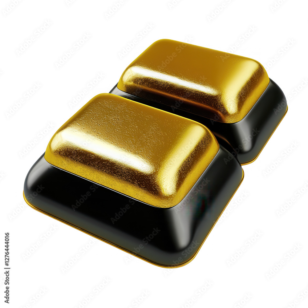 Poster a pair of shiny gold bars resting on a sleek black base, emphasizing a luxurious and elegant design 