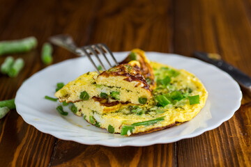 Omelette with beans and fresh herbs
