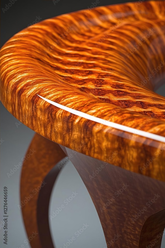 Poster close-up of a beautifully crafted wooden table showcasing intricate patterns and smooth finish