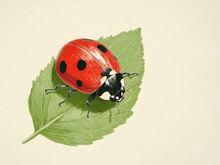 Fototapeta premium cheerful ladybug on leaf