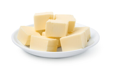 Pieces of fresh butter isolated on white