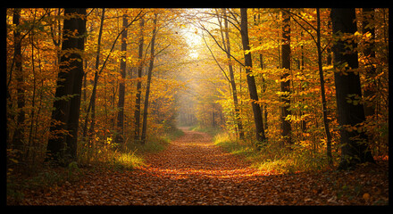 sunset in the forest