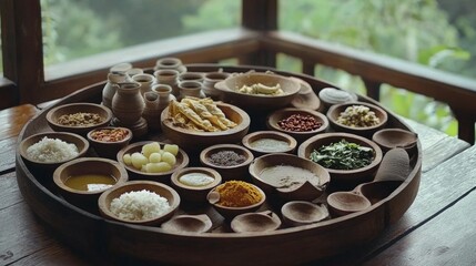 A beautifully styled Indian food platter with rich, aromatic dishes.