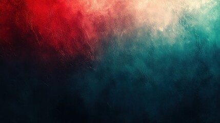 Obraz premium Dramatic abstract backdrop of red and teal smoke