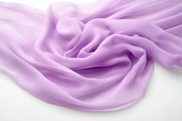 Obraz premium Closeup of beautiful purple chiffon fabric on a white background