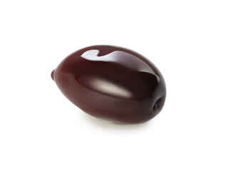 Delicious marinated black olive isolated on white