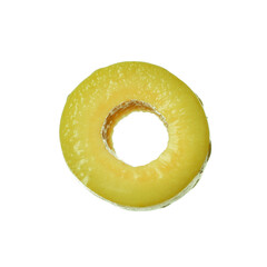 Slice of delicious marinated green olive isolated on white