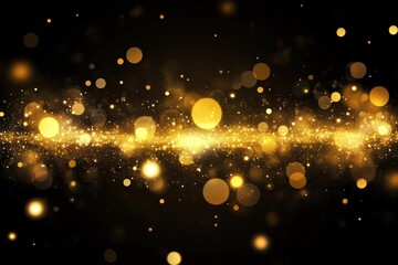 Closeup of shimmering gold glitter on a solid black background