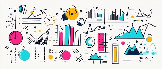 charts and graphs with vibrant accents