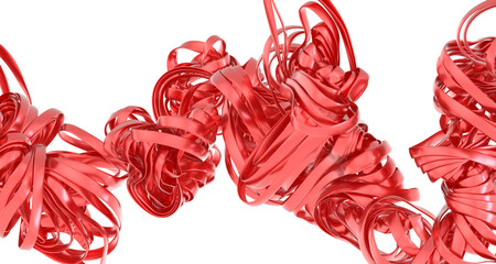 Abstract Red Metallic Ribbon Swirls