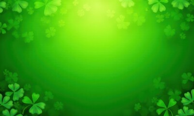 Green background with green clover. Сoncept Irish St. Patrick Day