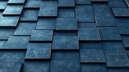 Blue square texture, abstract background, 3D render, design
