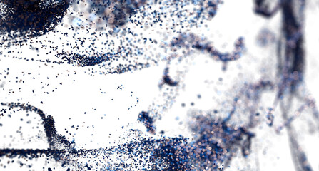 High-resolution image of blue particles exploding, ideal for backgrounds or design elements.