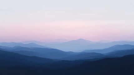 Fototapeta premium Serene Blue Mountains Under a Pale Pink Sky
