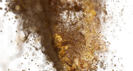 Golden Brown Particles Exploding, Abstract Background Texture