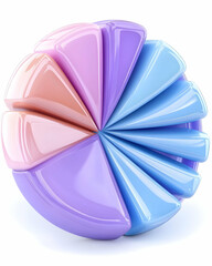 Obraz premium Pastel pie chart segments, data visualization, white background, business presentation