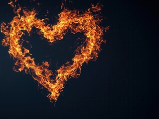 Abstract flame tattoo forming a heart shape, isolated for a bold statement