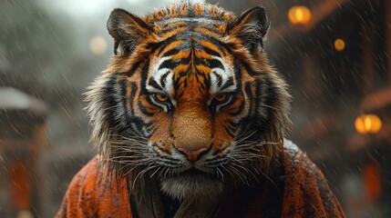 Obraz premium Samurai Tiger In Rain