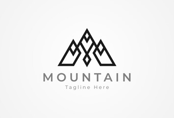 Mountain logo. abstract letter M with mountain  combination. usable for brand and company logos. logo design template element. vector illustration