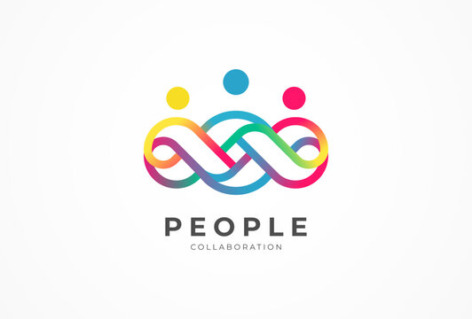 People logo design, three human Logo with gradient color, human logo design template, vector illustration