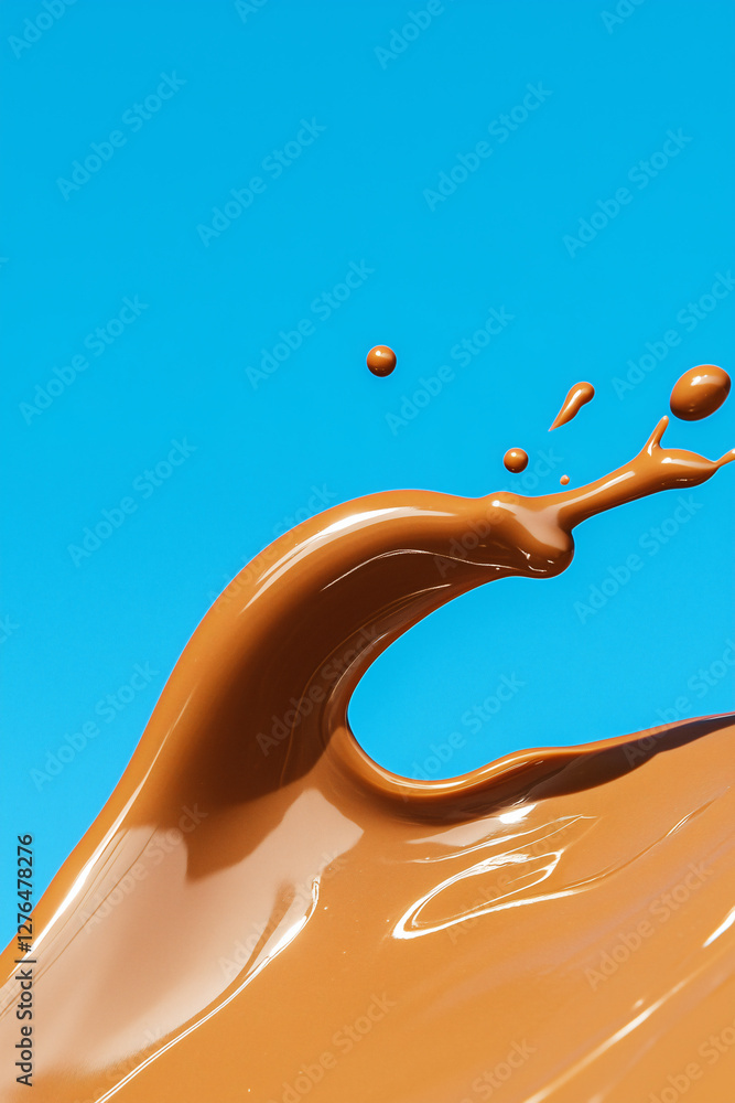 Poster liquid cascade: a captivating visual of a splash of liquid against a blue backdrop, emphasizing the 