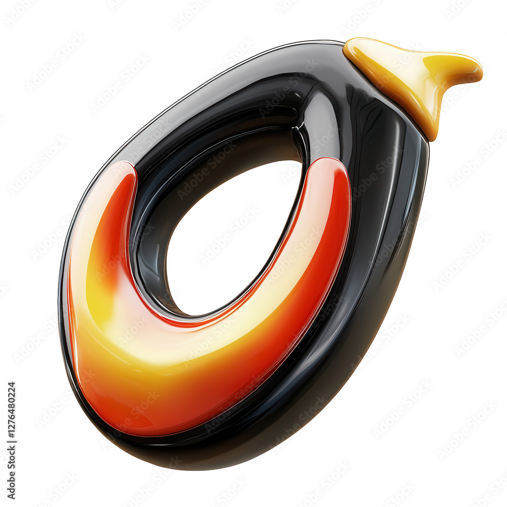 Poster this is a 3d render of a black and orange object, showcasing a modern and unique design with a gloss