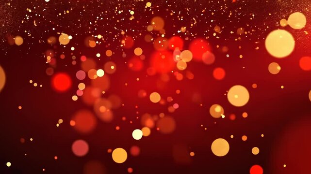 A vibrant red bokeh background with sparkling lights, shot from a straight angle, ideal for festive video projects or digital displays.