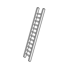 Hand Drawn Ladder Outline, Black and White Sketch Illustration.