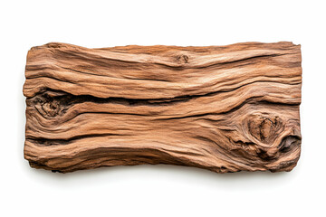 Rustic wood plank isolated on white background, design element