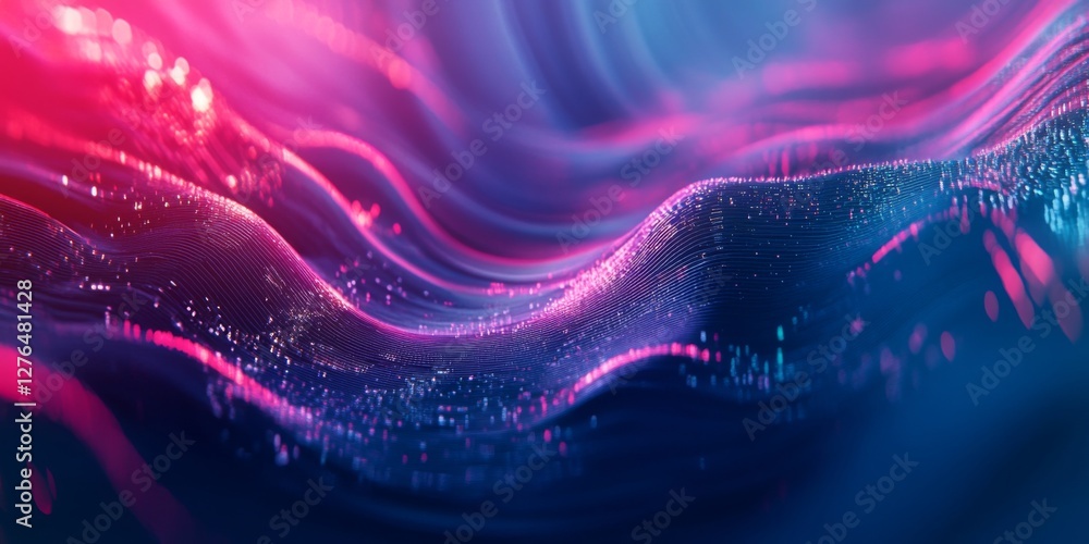 Aufkleber vibrant abstract waves with glowing highlights create a stunning visual. the image showcases fluid m