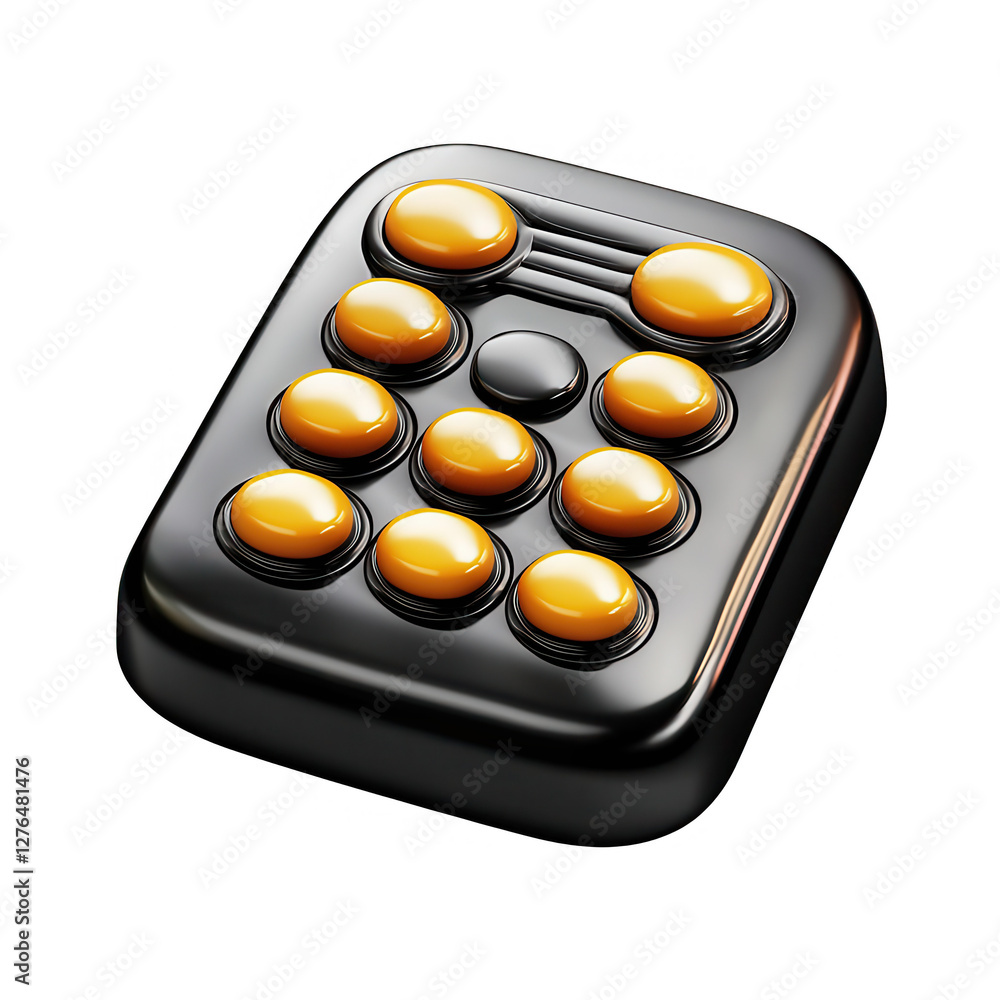 Poster this image showcases a sleek black button with yellow knobs, emphasizing a modern design. ideal for 