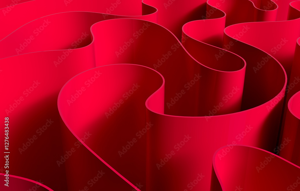 Poster vibrant abstract 3d background featuring flowing red shapes. 3d render