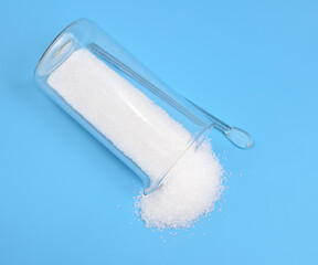 Barium hydroxide on blue background