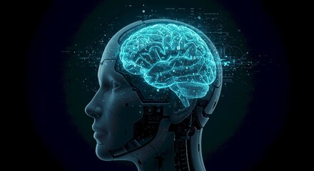 AI Artificial Intelligence Cyborg Brain Futuristic Technology Digital Mind