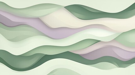 Obraz premium Abstract Green And Cream Wavy Layers Design