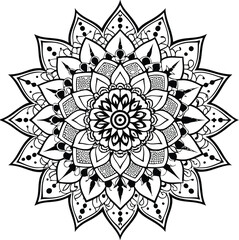 Set of hand drawing zentangle mandala elements. Circular pattern in the form of a mandala. Henna tatoo mandala. Mehndi style. Decorative pattern in oriental style. Coloring book page.
