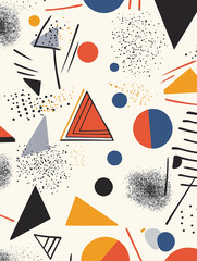 Colorful Geometric Abstract Pattern with Retro Memphis Style – AI Generated