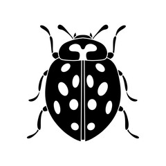 Ladybug black and white vector icon isolated on white backrgound