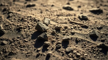 Meteorite fragment scattered on lunar regolith, lunar, dust, terrain