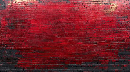 Obraz premium Vibrant red brick wall with textured surface, showcasing urban art and graffiti, ideal for backgrounds