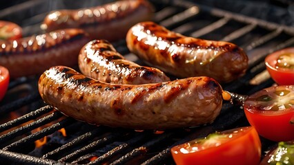 Grilled sausages on the barbecue