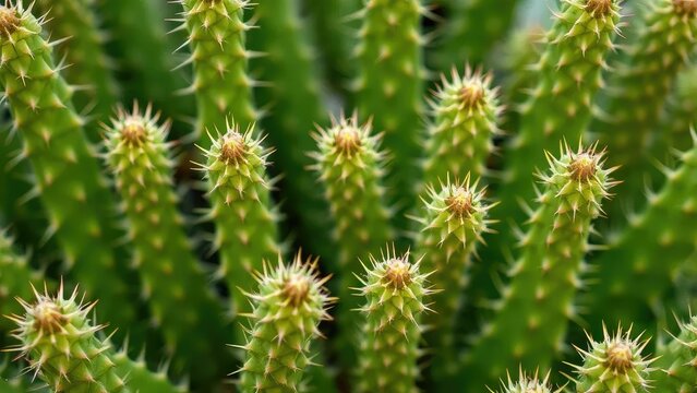 Detail of the green leaves and stems of an espostoa cactus, gardening, plants