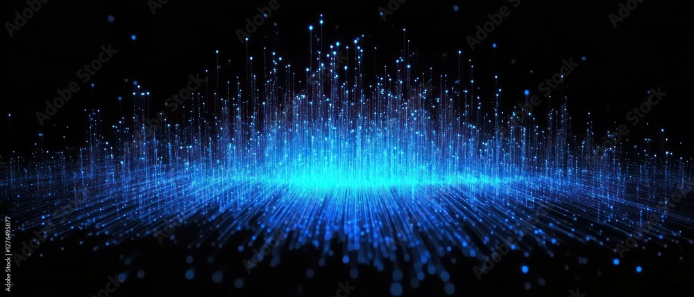 Poster blue light particles creating abstract background scene