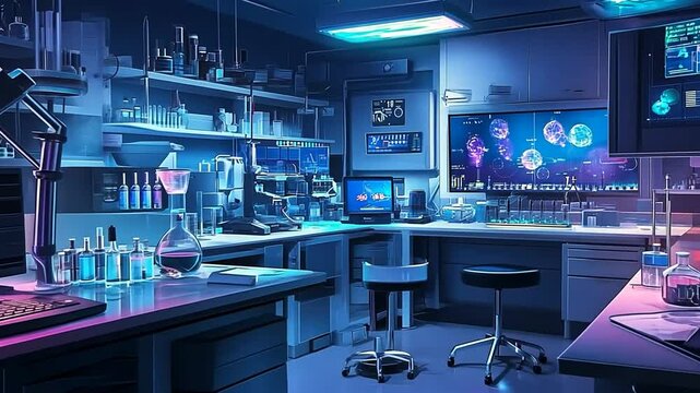 Neon-Lit Advanced Science Laboratory: A Futuristic Research Facility