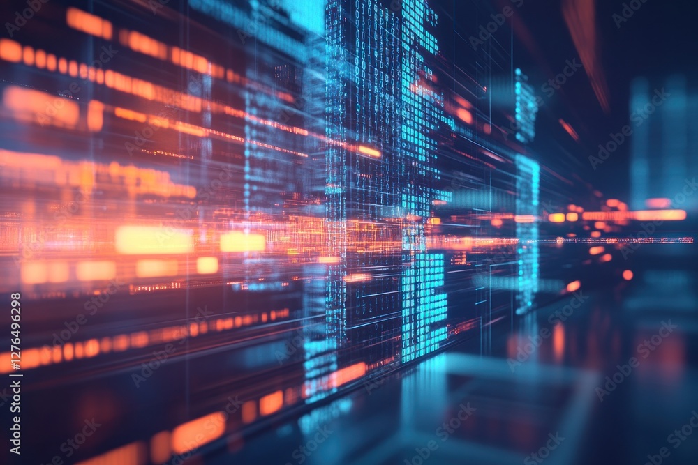 Aufkleber futuristic digital data flow in a tech environment