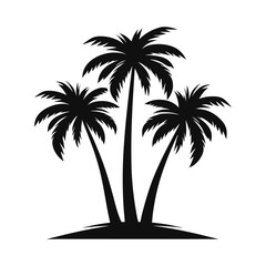 Obraz premium silhouette of three palm trees set on white background