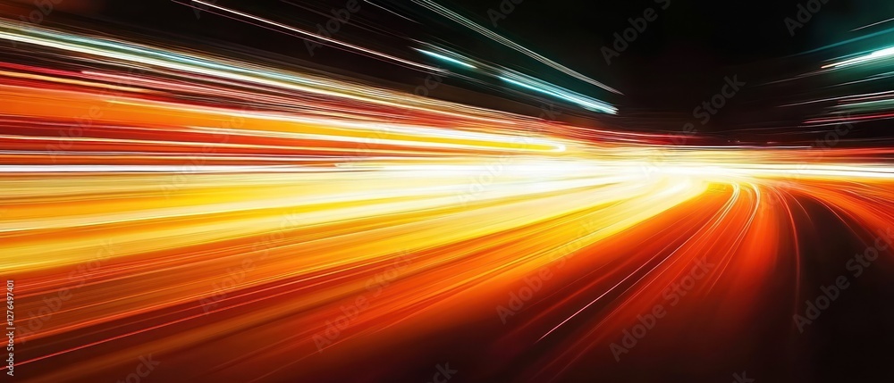 Poster abstract light trails at night creating dynamic motion